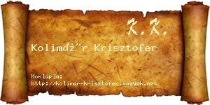 Kolimár Krisztofer névjegykártya